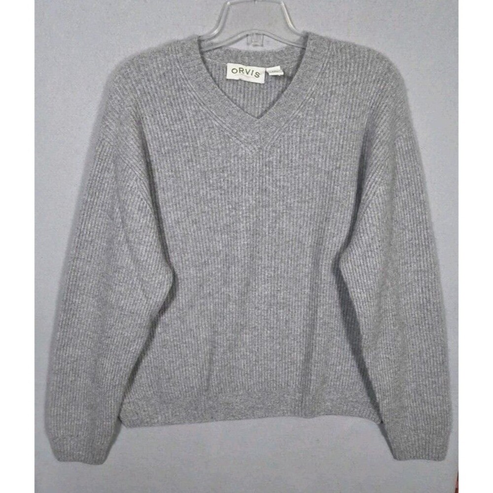 Vtg Orvis Cashmere Sweater Men XXL Gray Vneck Preppy Old Money Made In Hong Kong
